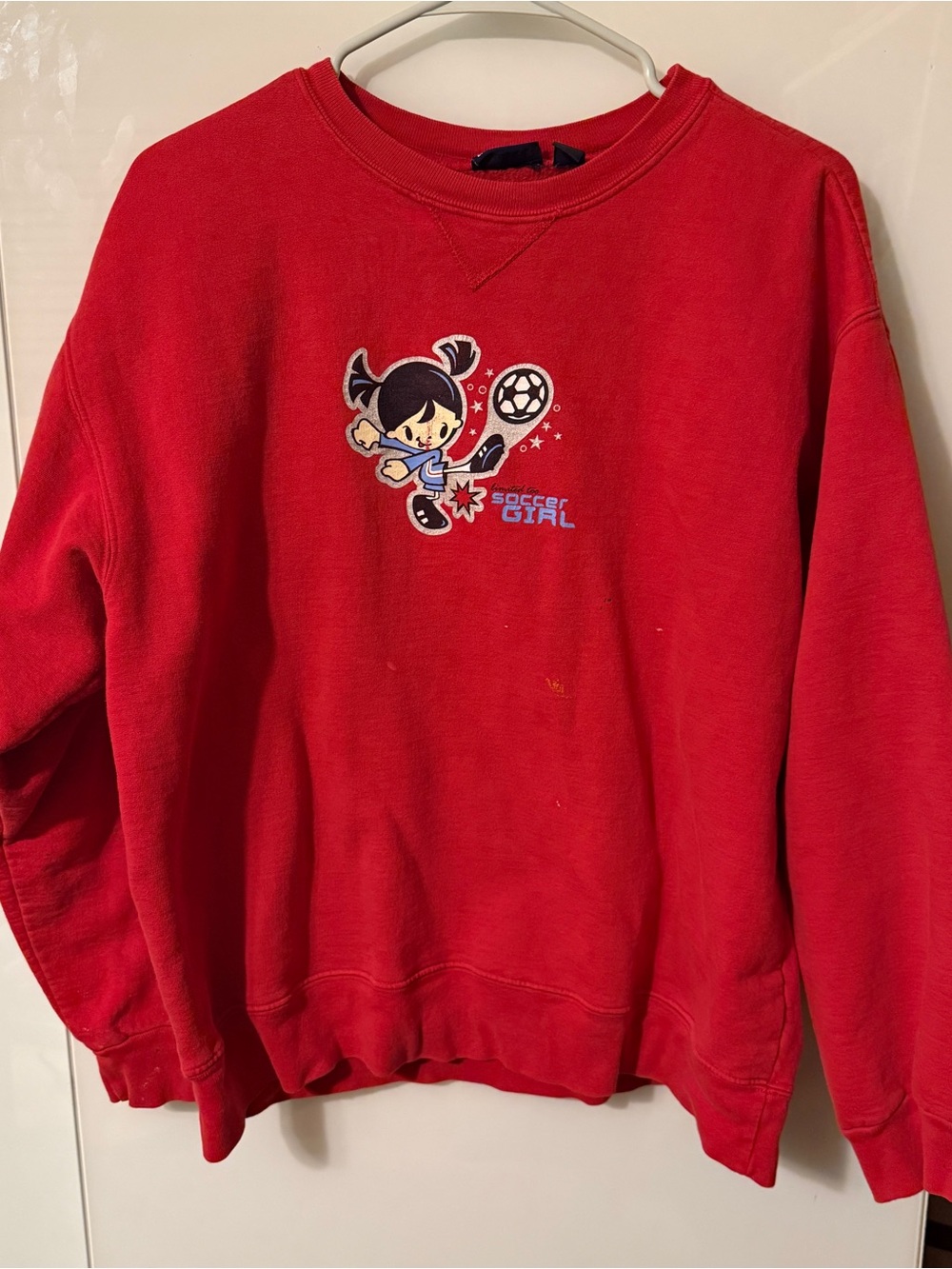 Limited Too Red Soccer Girl Graphic Sweatshirt